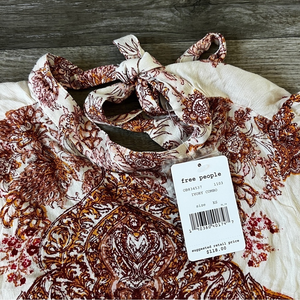Free People Lady Luck Printed Tunic Paisley Print - Picture 6 of 7